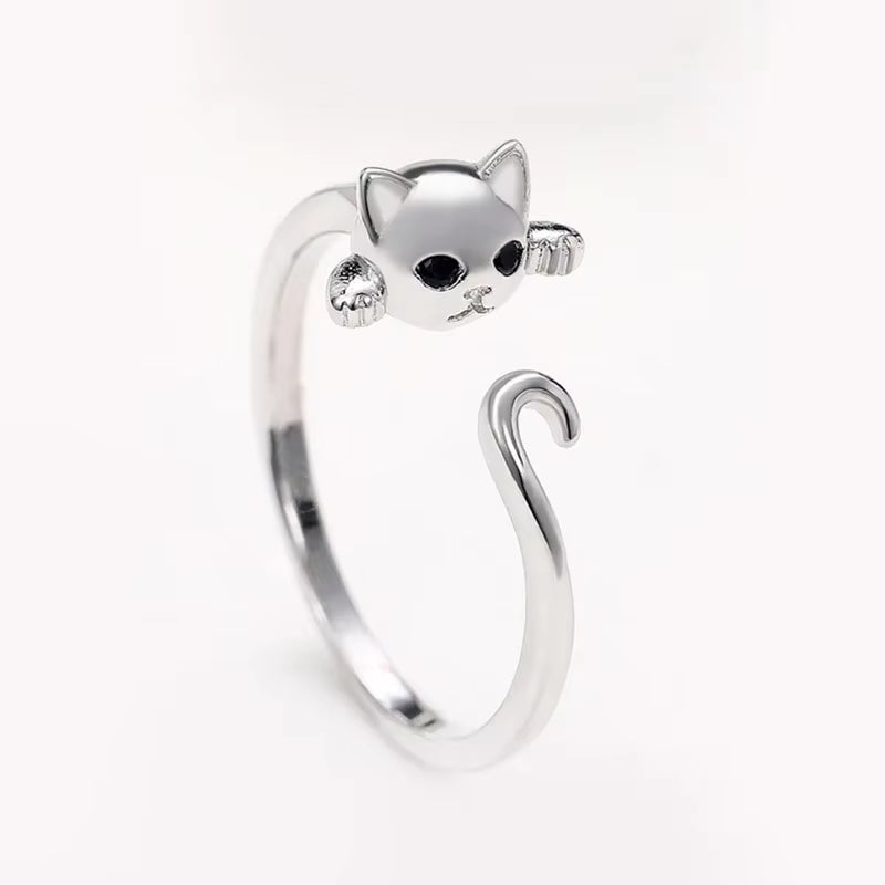 Cute Mouse Shape Open Ring for Women Antique Silver Color Modern Fashion Girls Finger Accessories Hip Hop Party Jewelry