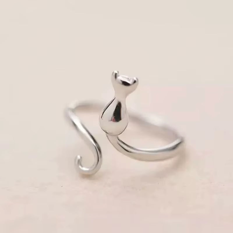 Cute Mouse Shape Open Ring for Women Antique Silver Color Modern Fashion Girls Finger Accessories Hip Hop Party Jewelry